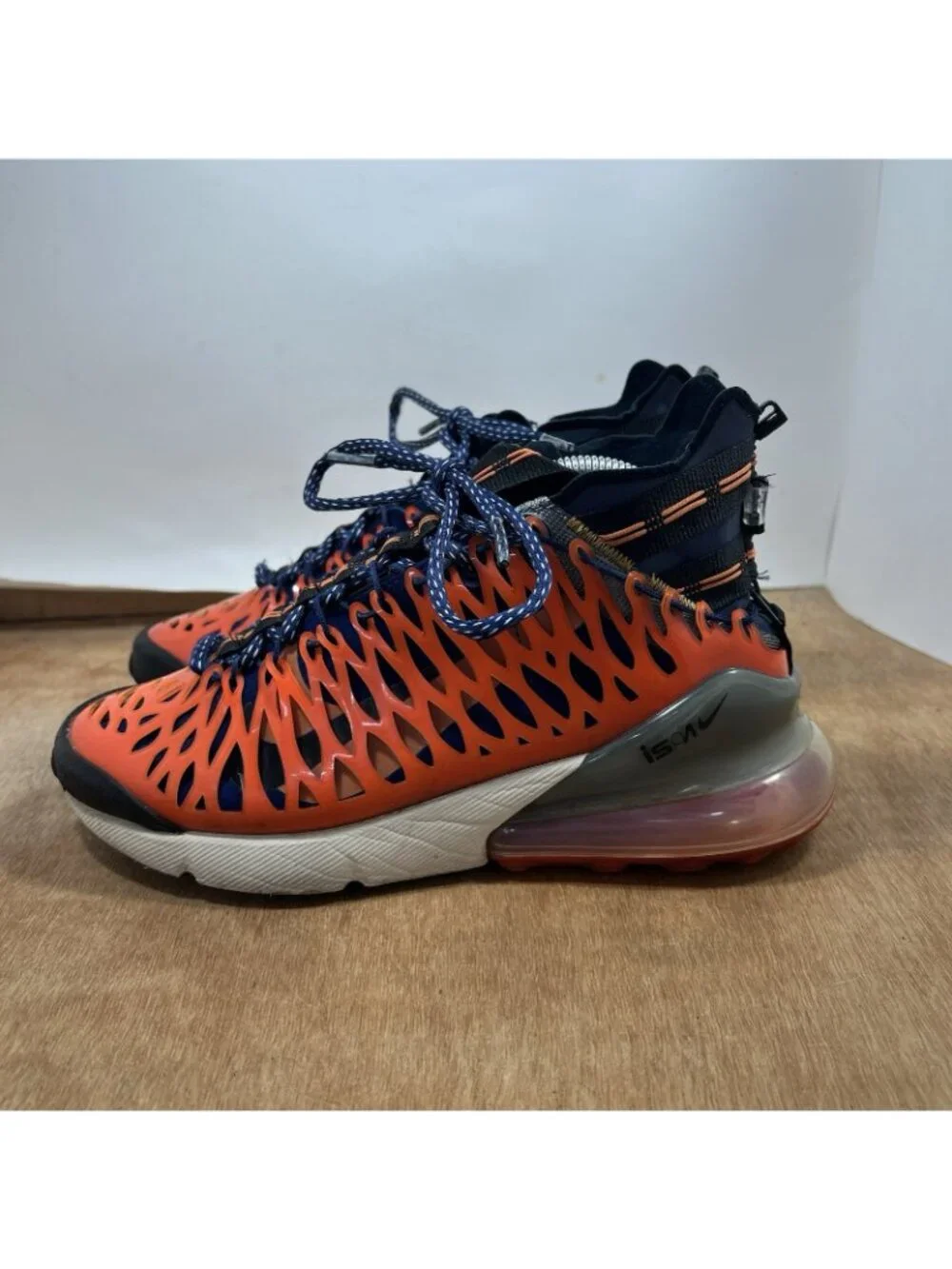 Nike Air Max 270 ISPA Men Size 7.5 Blue Void/Terra Orange BQ1918 400